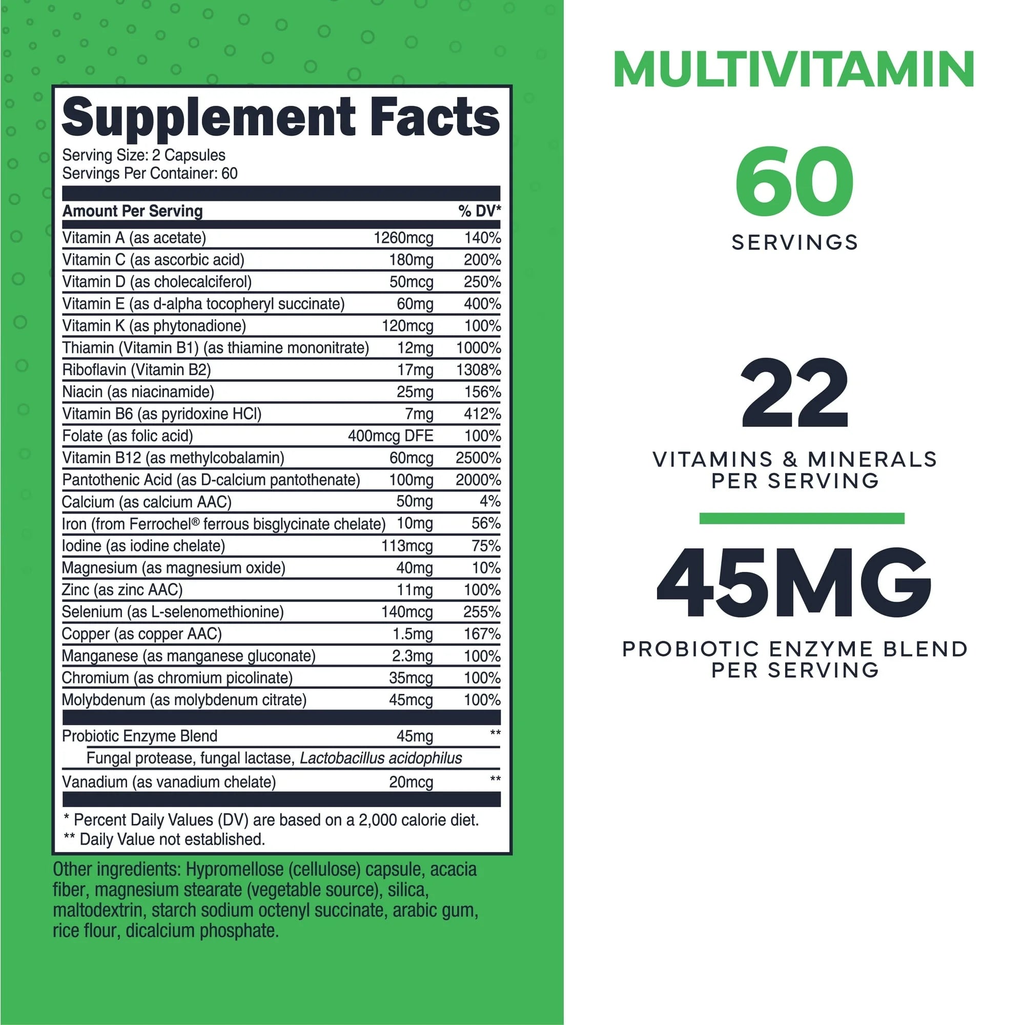 Type Zero Multivitamin – Energía y Salud Diaria (1300 MG, 120 Cápsulas)