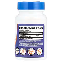 Acetyl L-Carnitine Nutricost 500mg – Energía y Enfoque Mental (30 cápsulas)