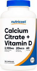 Calcium Citrate + Vitamin D 2100mg (180 cápsulas) – Huesos Fuertes y Salud Ósea