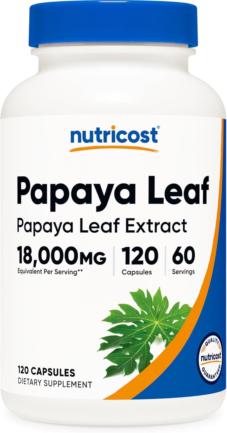 Papaya Leaf Extract 18,000mg (120 cápsulas) – Digestión y Bienestar Natural