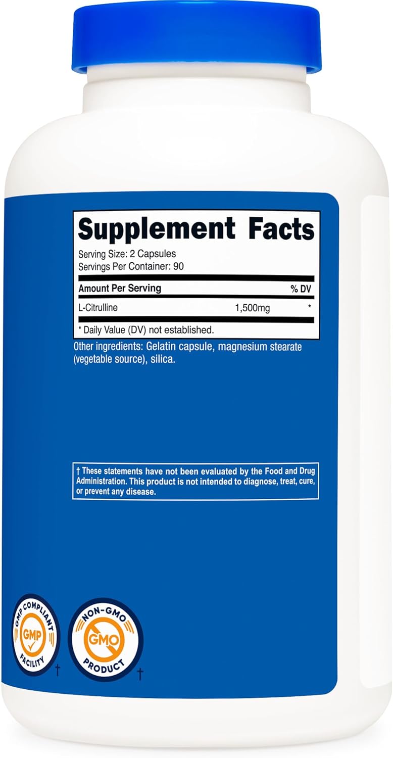 L-Citrulline Nutricost 1500mg – Pump y Rendimiento (60 cápsulas)
