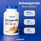 Ashwagandha Root Extract 600MG – Estrés y Balance Diario (120 cápsulas)