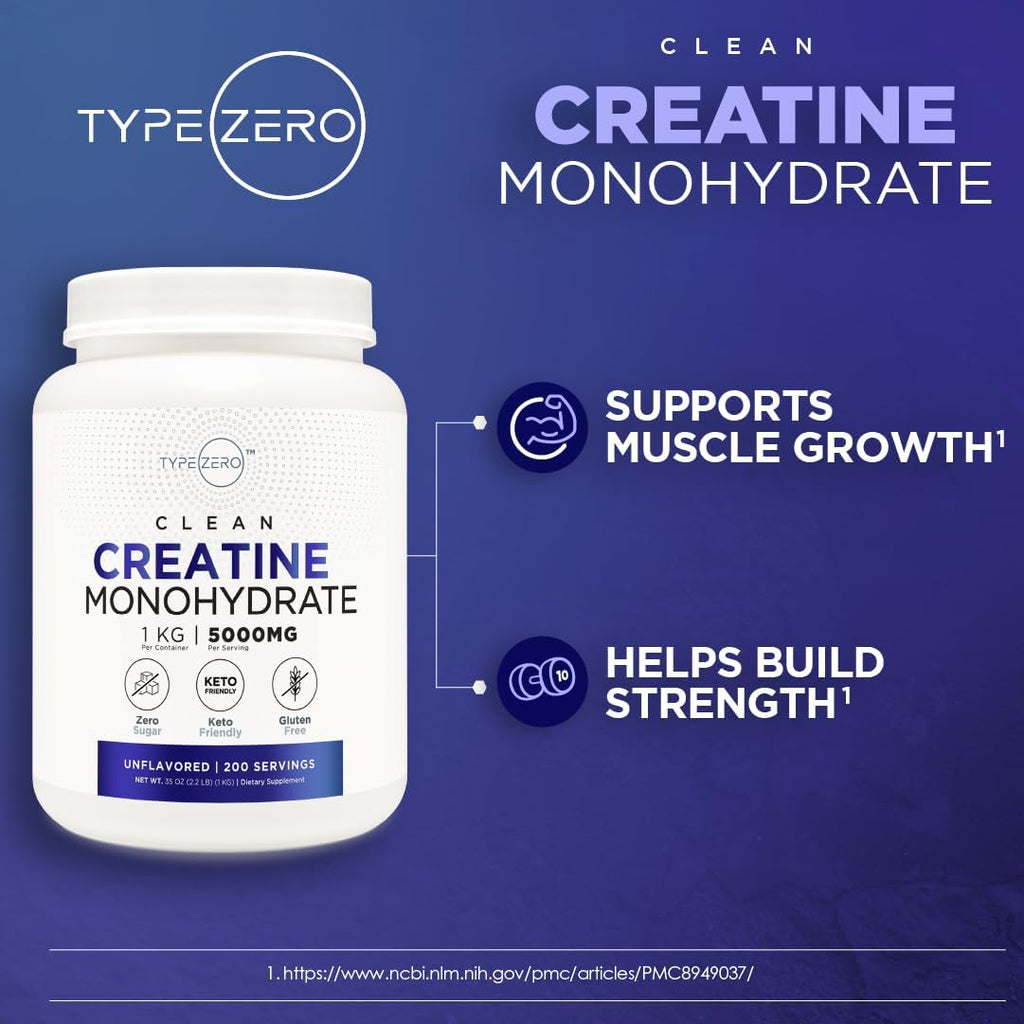 Creatine Monohydrate Type Zero 1KG - Fuerza y rendimiento (UNFLAVORED)