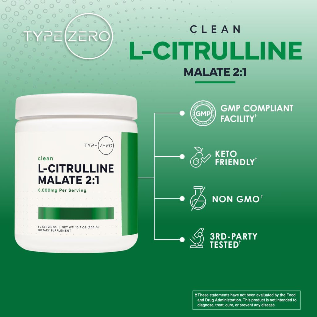 Type Zero L-Citrulline Malate 2:1 – Pump y Rendimiento (50 Servings, Unflavored)