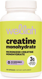Creatine Monohydrate Wellah 3000mg – Fuerza y Rendimiento (120 cápsulas)