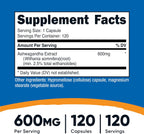 Ashwagandha Root Extract 600MG – Estrés y Balance Diario (120 cápsulas)