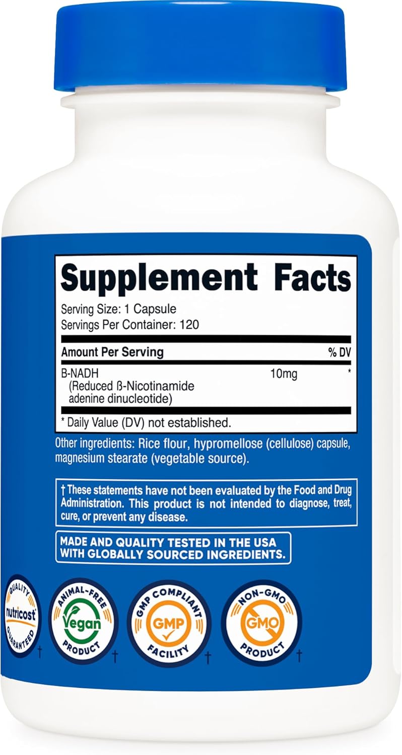 NADH 10mg (120 cápsulas) – Energía, Enfoque y Rendimiento Diario