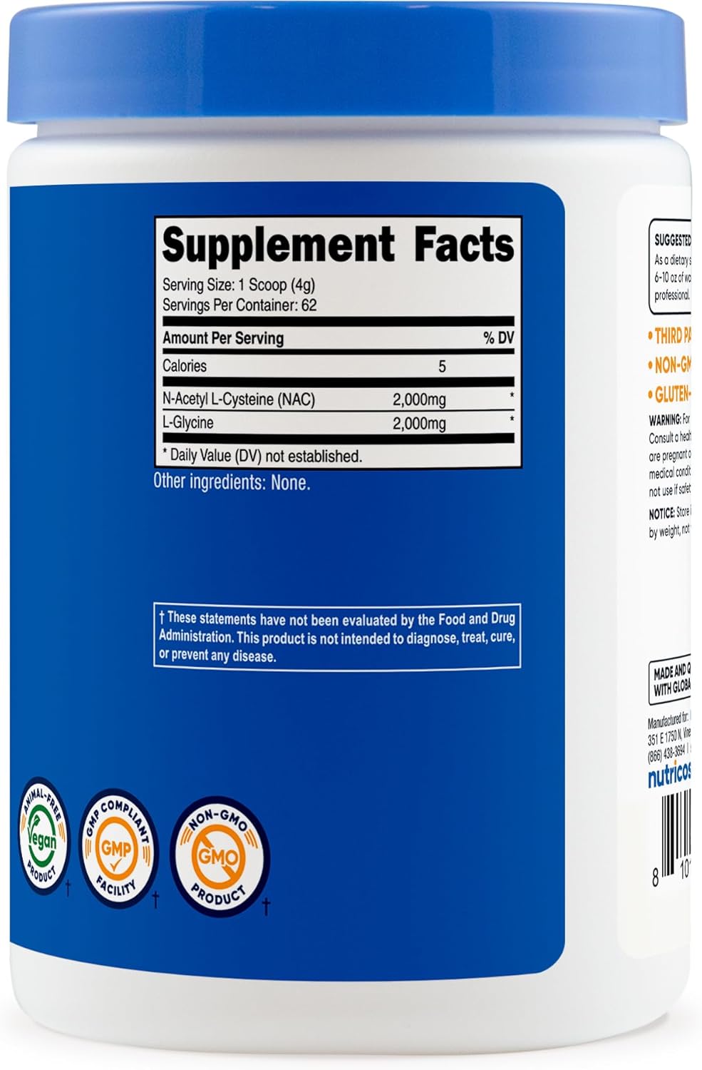 NAC + Glycine 4000mg (Unflavored) – Detox, Recuperación y Bienestar