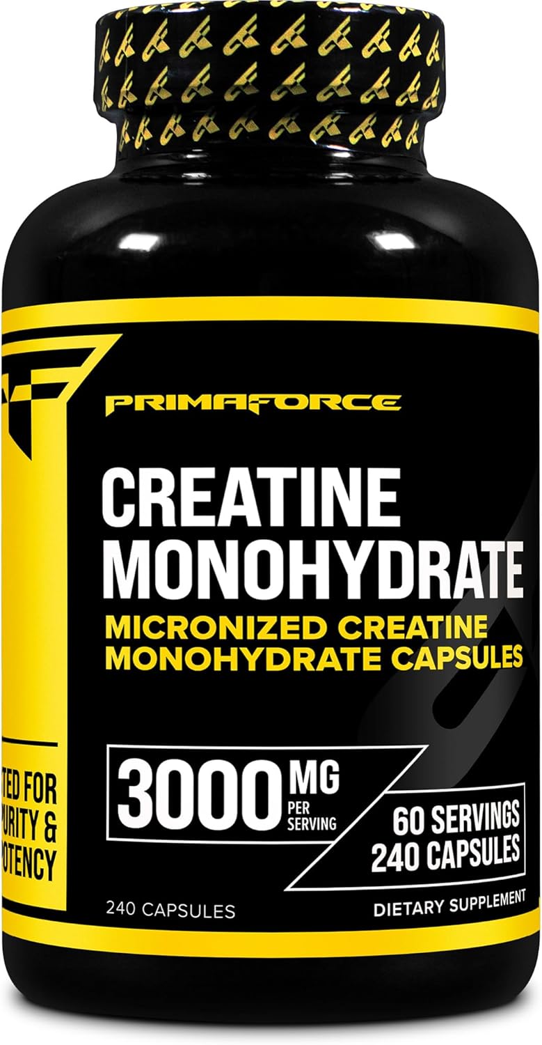 Creatine Monohydrate Primaforce 3000mg – Fuerza y Rendimiento (240 cápsulas)
