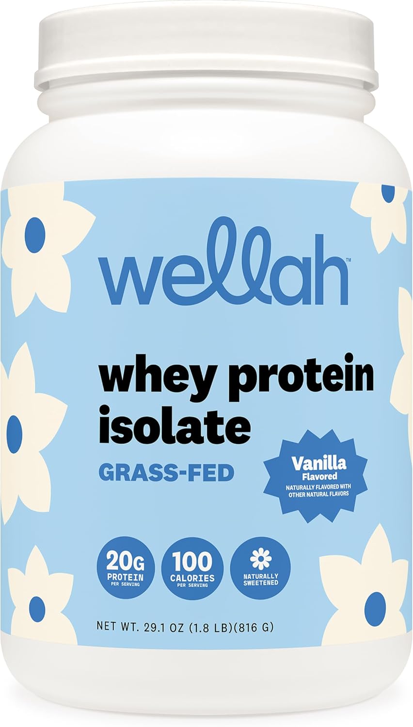 Grass-Fed Whey Protein Isolate Wellah – Proteína Premium y Recuperación (Vanilla, 30 servings)