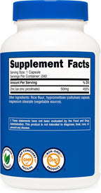 Zinc 50mg – Inmunidad y Salud (240 cápsulas)