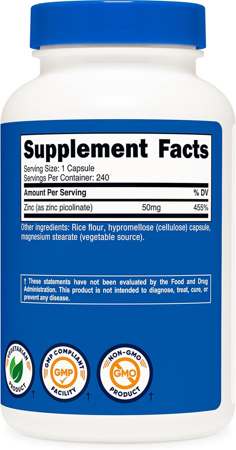 Zinc 50mg – Inmunidad y Salud (240 cápsulas)
