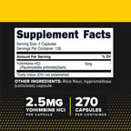 Yohimbine Primaforce – Quema de Grasa y Energía (2.5mg, 270 cápsulas)