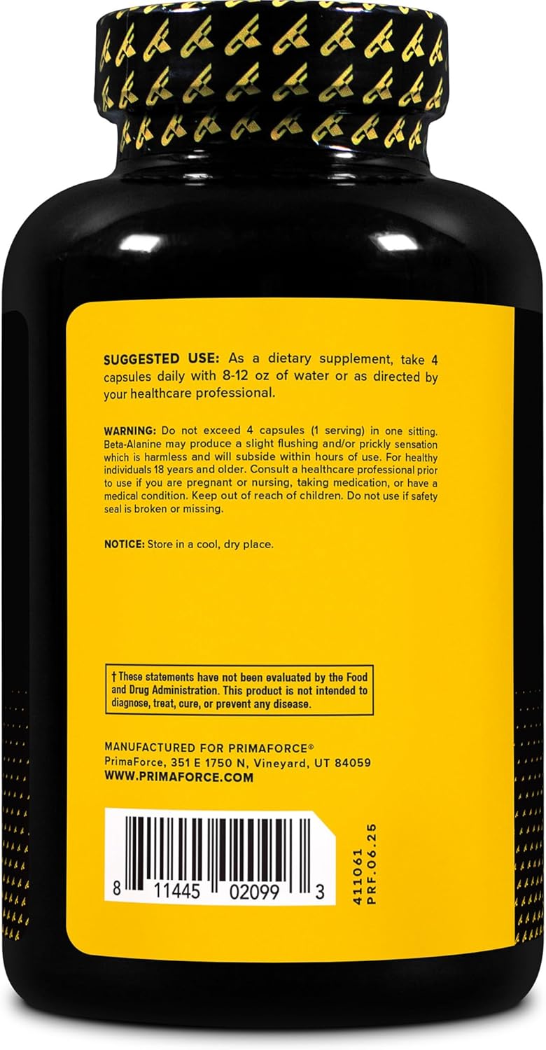 Beta-Alanine Primaforce 3400mg – Resistencia y Rendimiento (180 cápsulas)