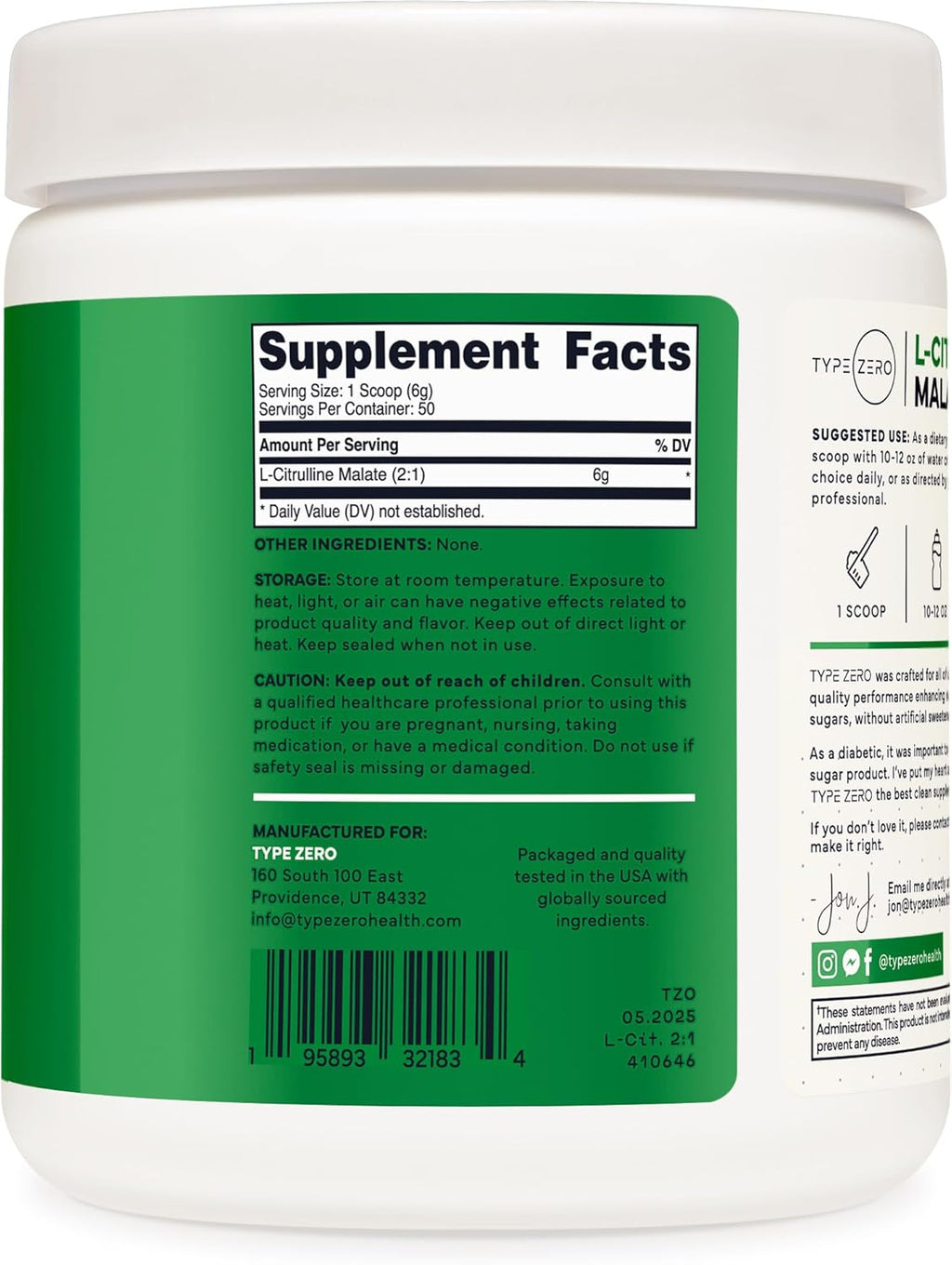 Type Zero L-Citrulline Malate 2:1 – Pump y Rendimiento (50 Servings, Unflavored)