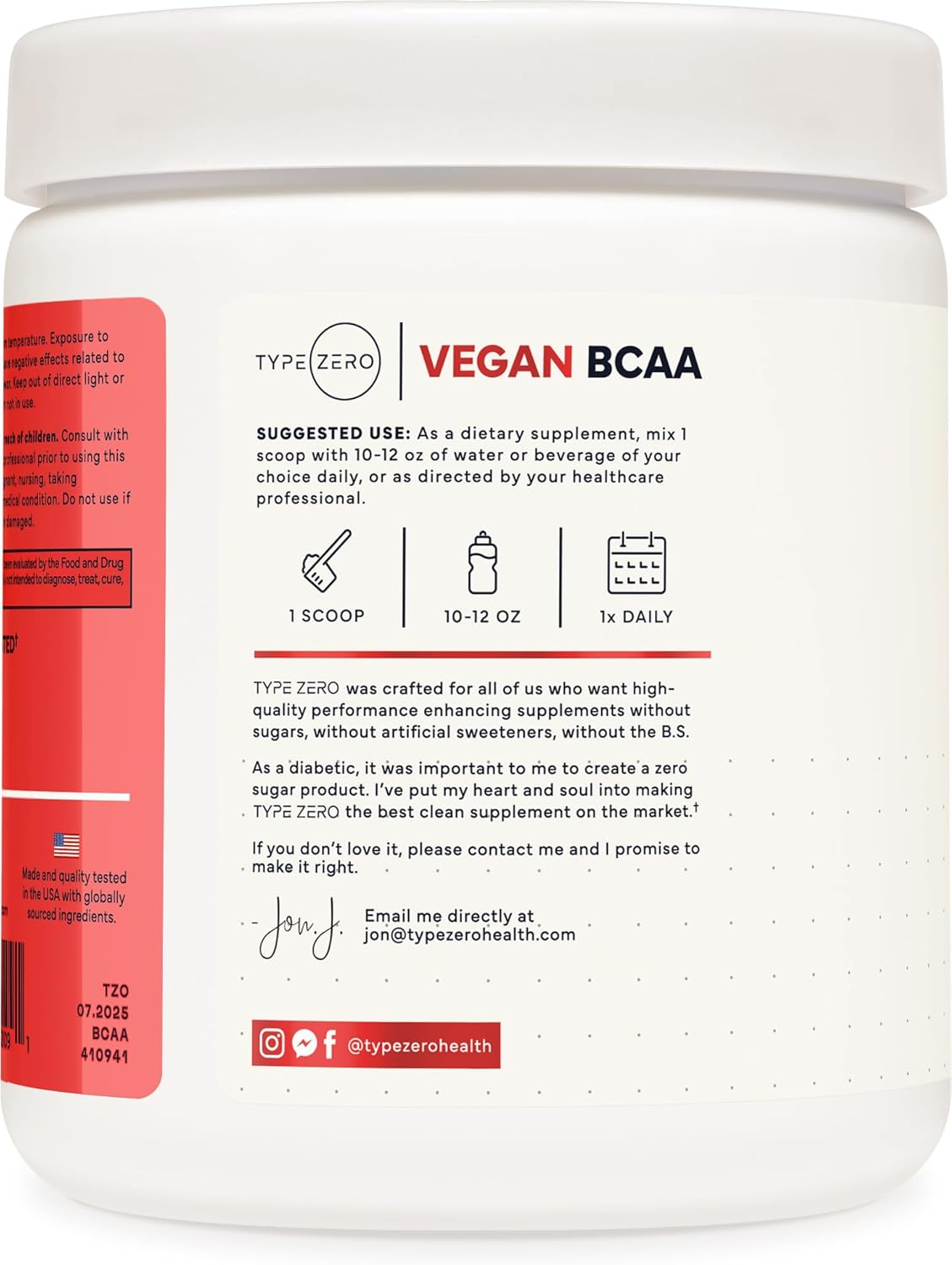 Type Zero Vegan BCAA + Electrolytes – Recuperación y Energía (30 Servings, Fruit Punch)