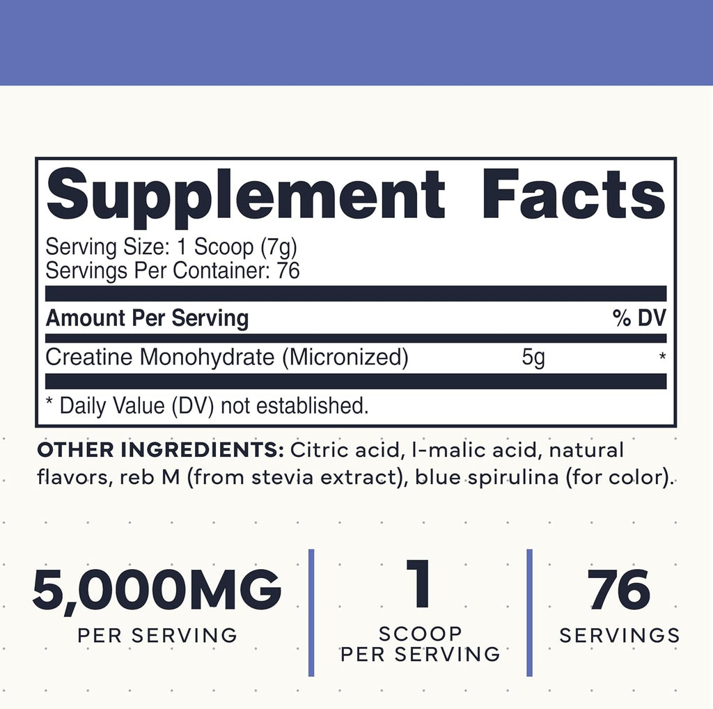 Type Zero Creatine Monohydrate – Energía y Fuerza (500g, Blue Raspberry)