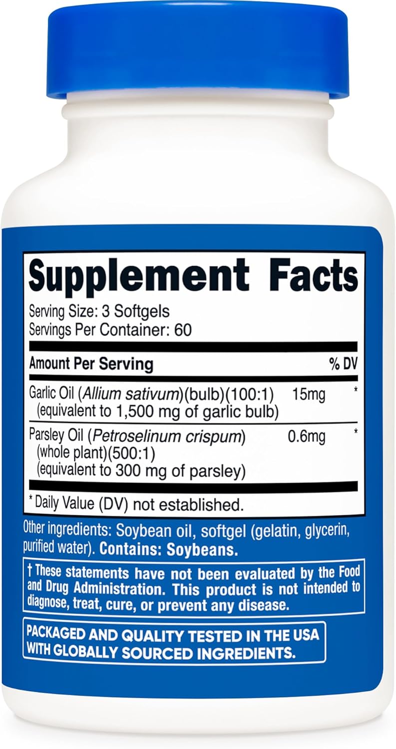 Garlic & Parsley 15mg (180 Softgels) – Soporte Cardiovascular y Bienestar