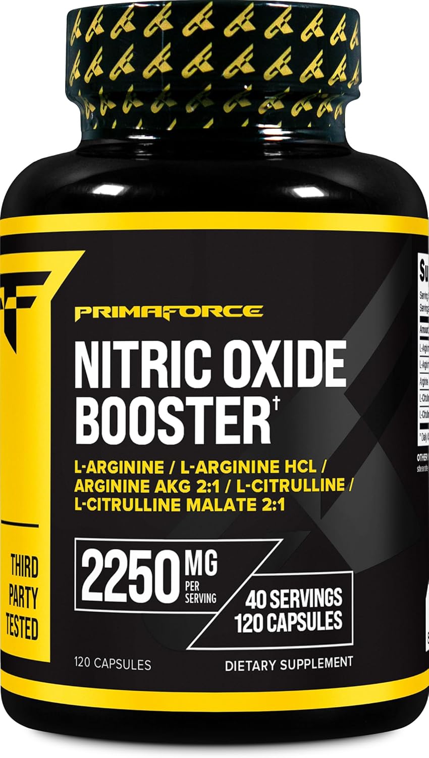 Nitric Oxide Booster Primaforce 2250mg – Pump y Rendimiento (120 cápsulas)