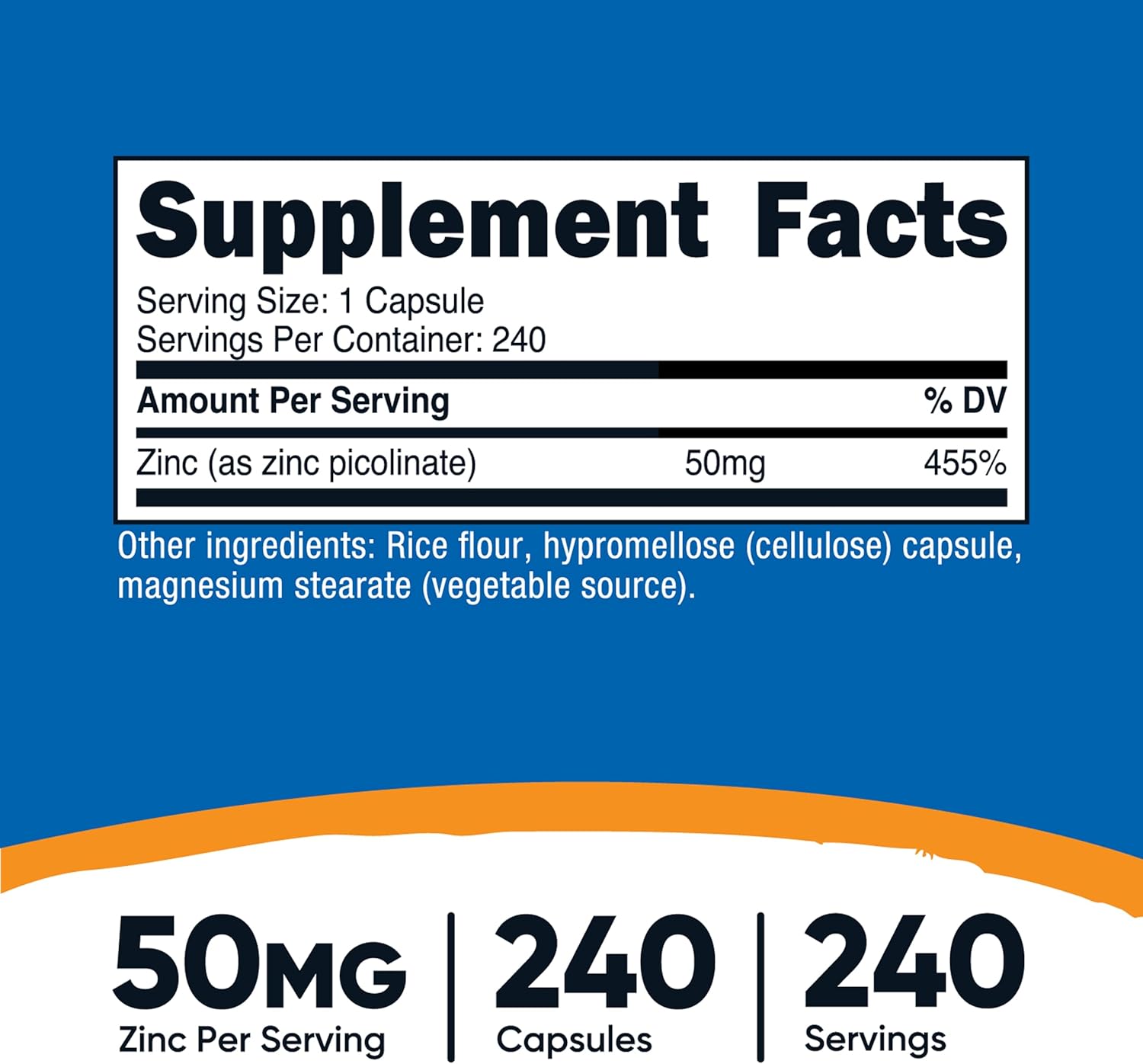 Zinc 50mg – Inmunidad y Salud (240 cápsulas)