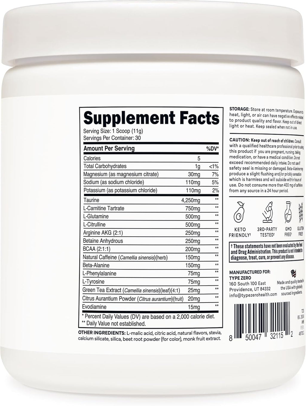 Type Zero Amino Burn – Energía y Quema de Grasa (30 Servings, Fruit Punch)