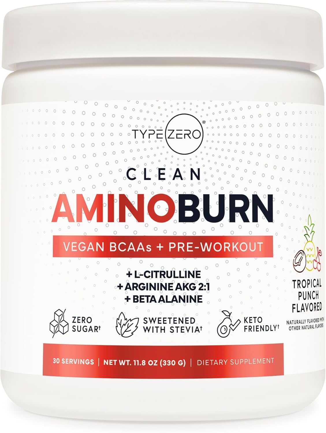 Type Zero Amino Burn – Energía y Quema de Grasa (30 Servings, Fruit Punch)