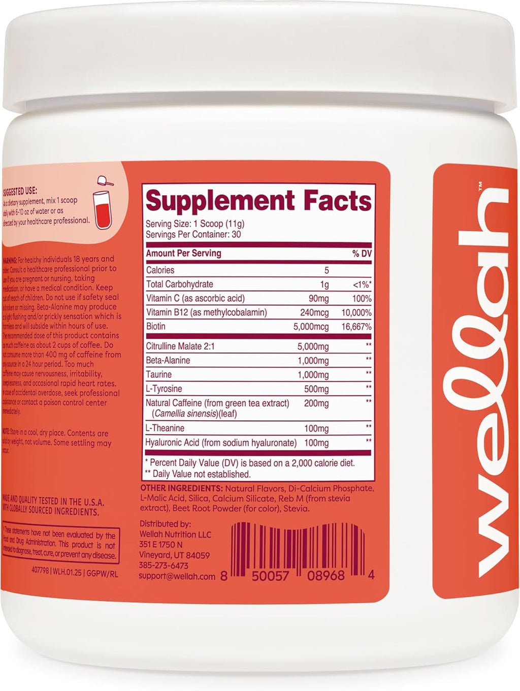 Wellah Pre-workout [30 SERV] [Fruit Punch]