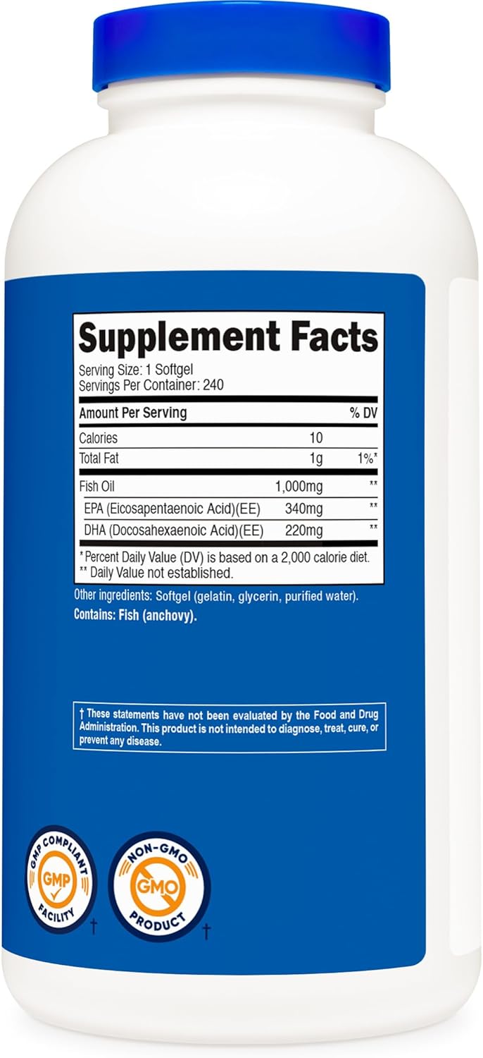 Omega 3 Fish Oil 1000mg – Corazón y Salud (240 softgels)