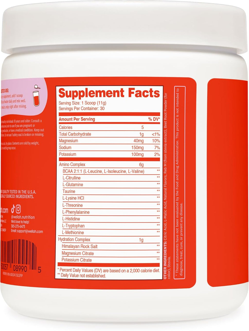 So Long Soreness BCAAs Wellah – Recuperación y Masa Muscular (Fruit Punch, 30 servings)