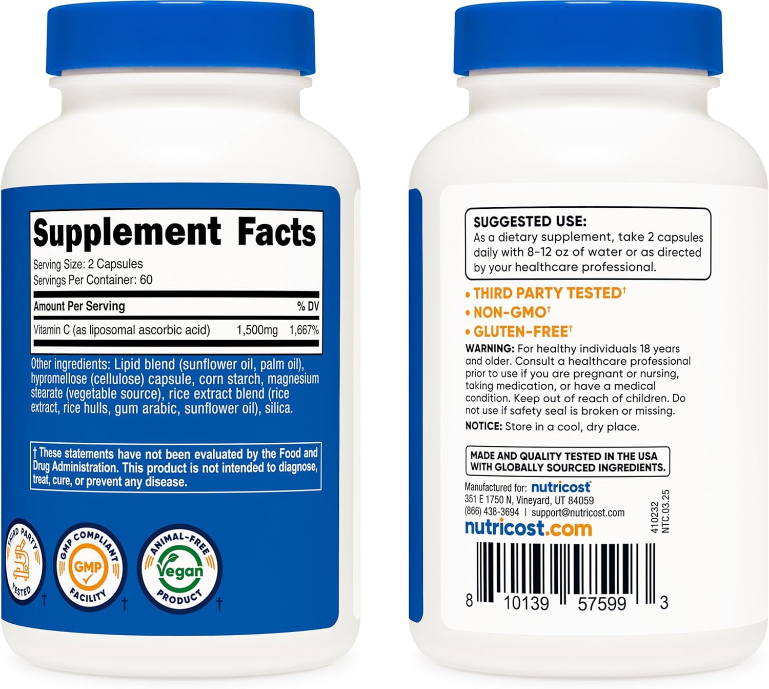 Liposomal Vitamin C 1500mg (60 cápsulas) – Inmunidad y Absorción Superior