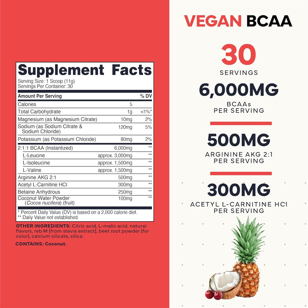 Type Zero Vegan BCAA + Electrolytes – Recuperación y Energía (30 Servings, Fruit Punch)