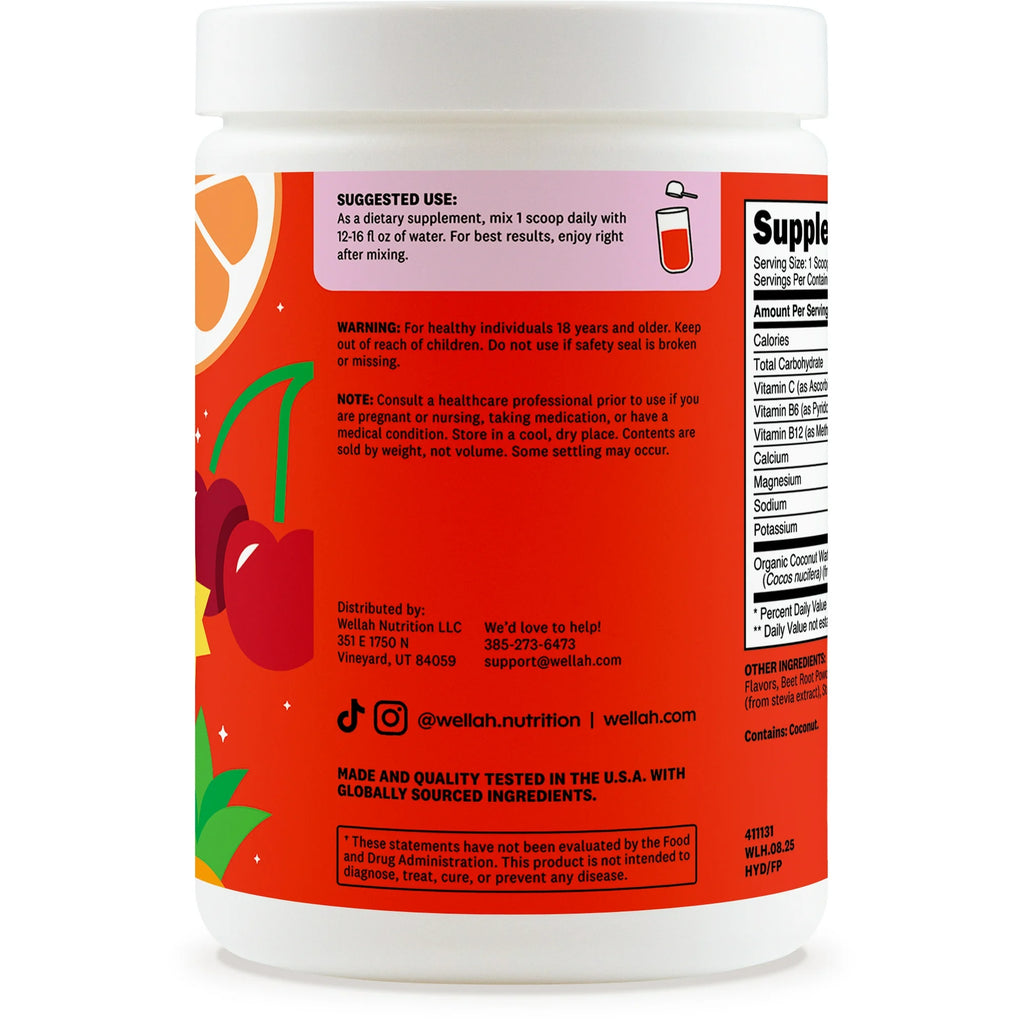 Electrolytes Wellah – Hidratación y Rendimiento (Fruit Punch, 50 servings)