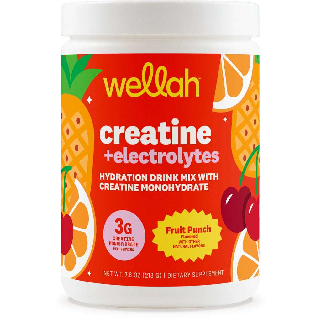 Creatine + Hydration Wellah – Energía, Rendimiento e Hidratación (Fruit Punch, 30 servings)