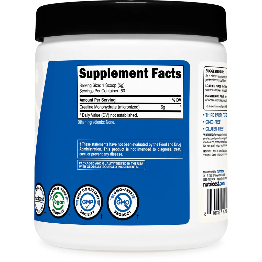 Creatine Monohydrate 5000mg – Fuerza y Rendimiento (300g / 60 servings)