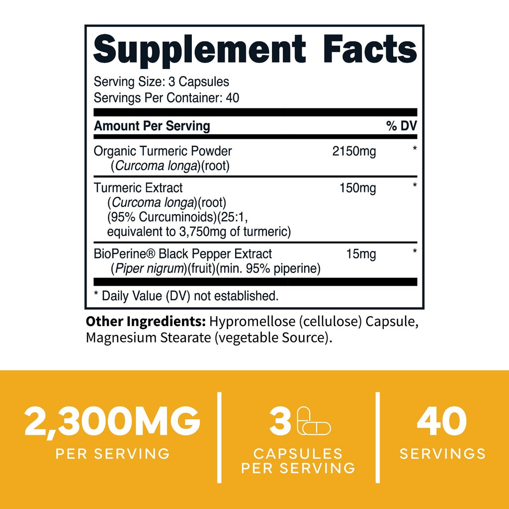 Type Zero Turmeric + Bioperine – Soporte Antiinflamatorio (2300 MG, 120 Cápsulas)