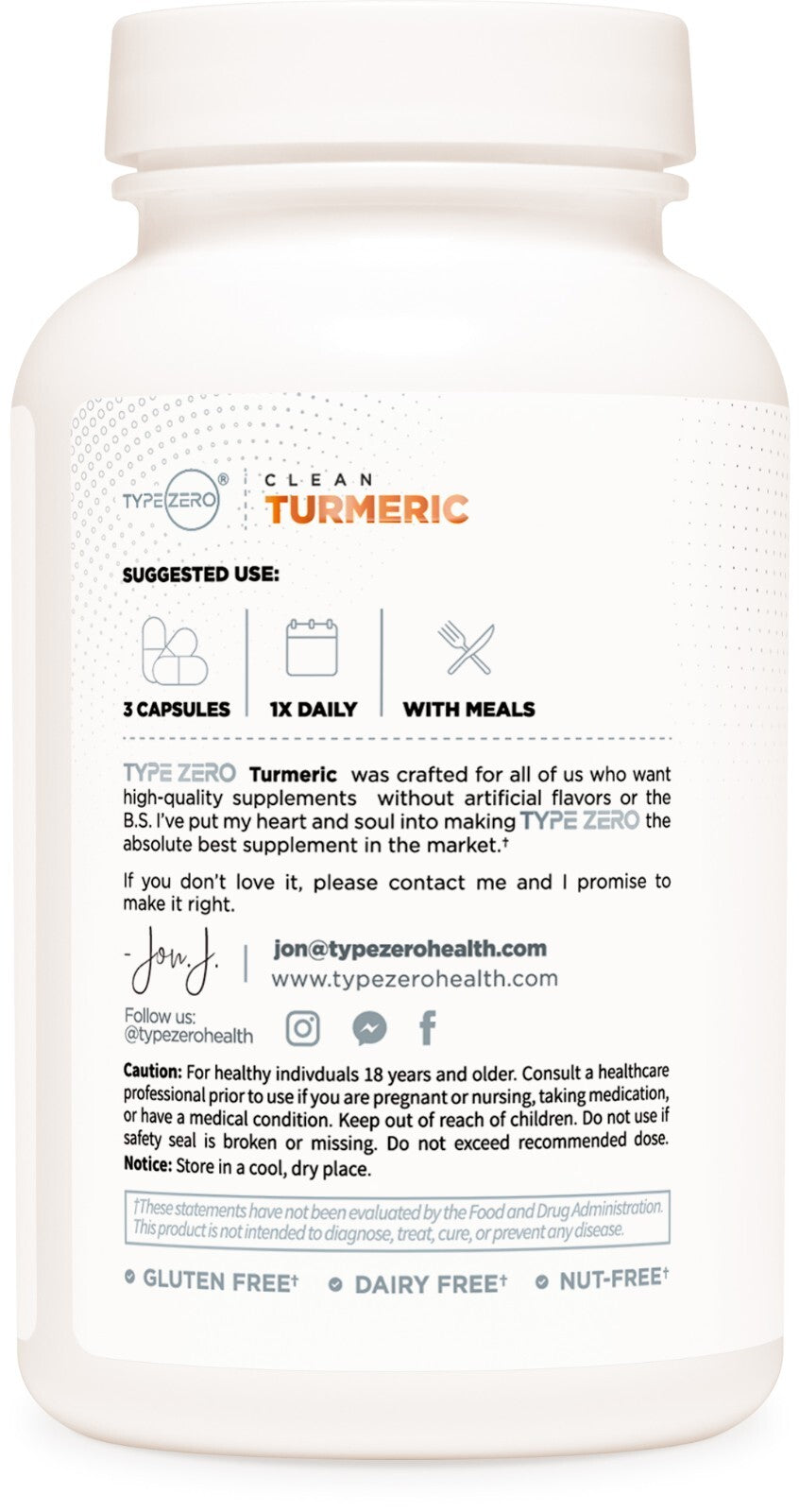 Type Zero Turmeric + Bioperine – Soporte Antiinflamatorio (2300 MG, 120 Cápsulas)