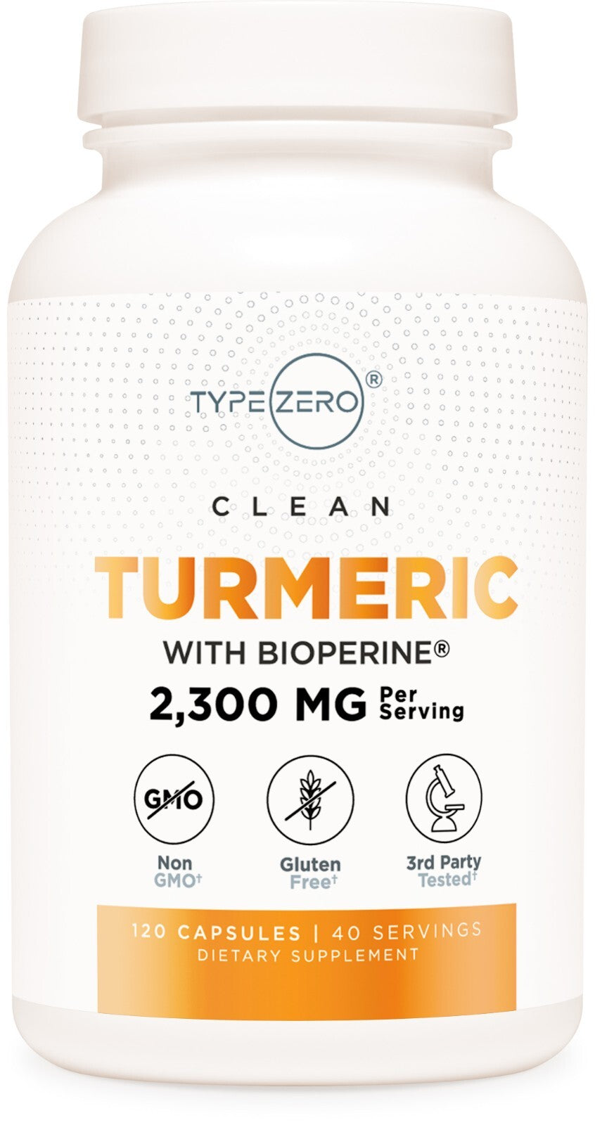 Type Zero Turmeric + Bioperine – Soporte Antiinflamatorio (2300 MG, 120 Cápsulas)